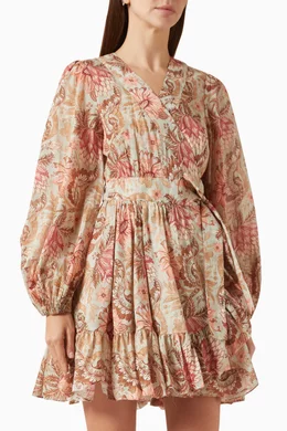 Buy Zimmermann Green Daylight Mini Wrap Frill Dress in Cotton For Women  Online | Ounass Oman