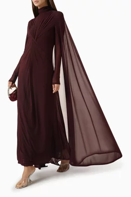Buy Leem Purple Fit & Flare Cape Dress For Women Online | Ounass Oman