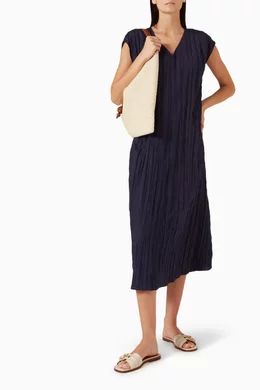 eileen fisher crushed silk v-neck dress Eileen Fisher Crushed Silk V-Neck Dress In Black - 30% Off