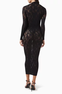Buy SKIMS Grey Knit Lace Mock Neck Dress For Women Online | Ounass Oman