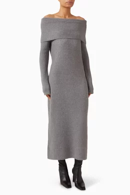 Buy Theory Grey Astor Off-shoulder Sweater Dress in Wool Blend For Women  Online | Ounass Oman