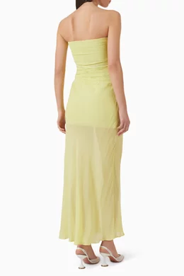 bec and bridge yellow strapless dress 3D Vine Floral Mini gathered bodice and a flowy Jehnaya Strapless Dress - AU