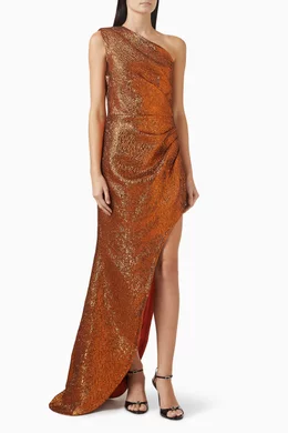Buy Elliatt Gold Sapphira One-shoulder Gown For Women Online | Ounass Oman