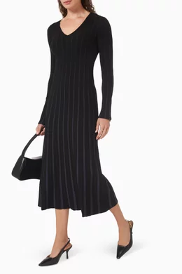 a line black dress formal Emporio Armani Black Jacquard Pattern Flared Dress main image 0