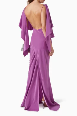christopher esber open back dress Christopher Esber Backless Drape Satin Dress in Purple