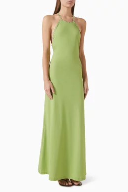 Buy Christopher Esber Green Beach Quartz Halterneck Dress in Lycra For  Women Online | Ounass Oman