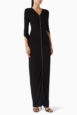 Draped Zip Dress in Jersey