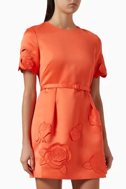 chinese dress ladies Leo Lin Aurélie Appliqué Short Sleeve Mini Dress - Cornflower Blue