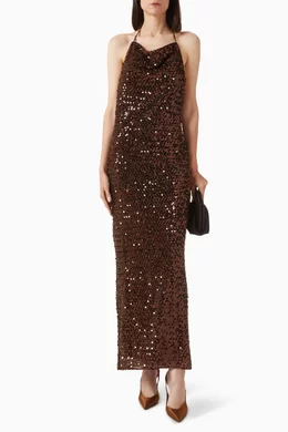 Buy Shona Joy Brown Everly High Cowl Maxi Dress For Women Online | Ounass  Oman