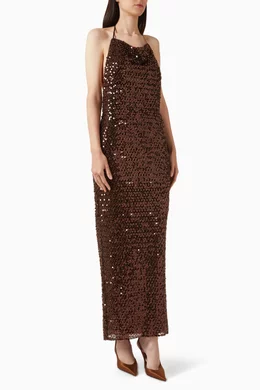 Buy Shona Joy Brown Everly High Cowl Maxi Dress For Women Online | Ounass  Oman