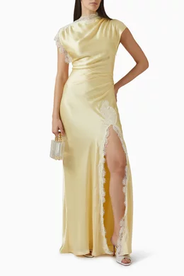 olive lace maxi dress Her theory Lace Trim Maxi Dress Olive main image 1