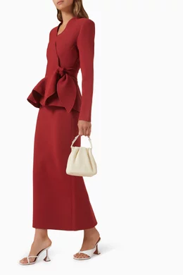 Buy Scanlan Theodore Red Cravat Wrap Jacket in Crepe-knit For Women Online  | Ounass Oman