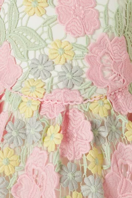 estella embroidered mini dress Mini Pink Floral-Print Summer Dress with Short Sleeves Rose Pink Floral / Small