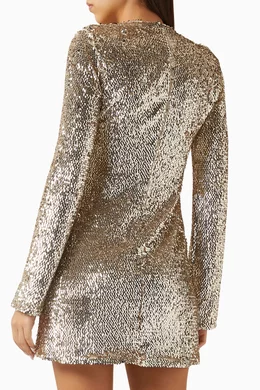 opal mini dress in gold Deep Crossover Back Satin Maxi Dress With V-Neck main image 0