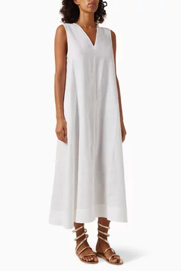 Buy Asceno White The Nisha Dress in Organic Linen For Women Online | Ounass  Oman