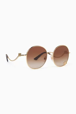 Buy Dolce & Gabbana Gold Oversized Round Sunglasses in Gold  display picture 2