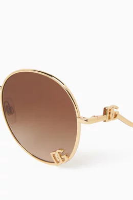 Dolce & Gabbana Gold-Toned Round Sunglasses Dolce & Gabbana Two Tone Gold/Brown Mirrored DG 2155 Round  main image 4