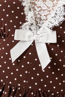 brown polka dot lace dress Billie Dress