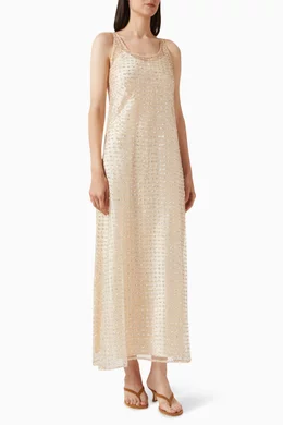 Buy Staud Neutral Aurielle Beaded Maxi Dress in Tulle For Women Online |  Ounass Oman