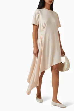 Buy Loulou de Saison Neutral Igari Asymmetric T-shirt Dress in Cotton For  Women Online | Ounass Oman