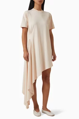 Buy Loulou de Saison Neutral Igari Asymmetric T-shirt Dress in Cotton For  Women Online | Ounass Oman