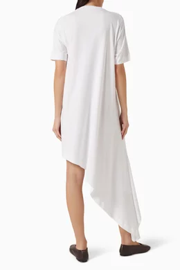 Buy Loulou de Saison White Igari Asymmetric T-shirt Dress in Cotton For  Women Online | Ounass Oman