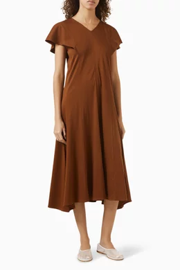 Buy COS Brown Petal-sleeve Dress in Cotton For Women Online | Ounass Oman