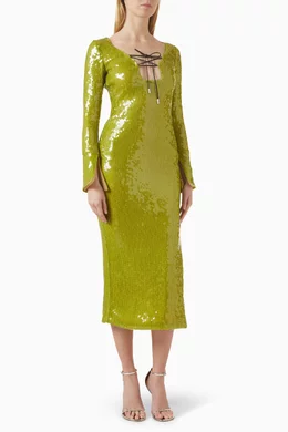 Buy 16ARLINGTON Green Solaria Sequin-embellished Dress For Women Online |  Ounass Oman