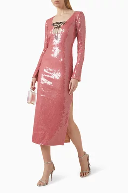 Buy 16ARLINGTON Pink Solaria Sequin-embellished Dress For Women Online |  Ounass Oman