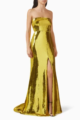 Buy Alex Perry Yellow Strapless Sequin-embellished Gown For Women Online |  Ounass Oman