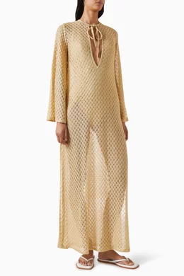 green emerald velvet dress Missoni M Pastel Green and Pink Gold Stripe Knit Sleeveless Maxi Dress main image 1
