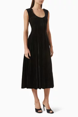 Buy Guizio Black Leila Midi Dress in Velvet For Women Online
