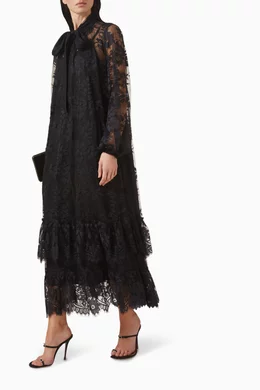 chinese dress ladies Y.A.S Sasta Floral Lace Midi Dress, Star White
