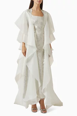 Buy Alize Neutral Fitted Kaftan Dress in Lam For Women Online | Ounass Oman