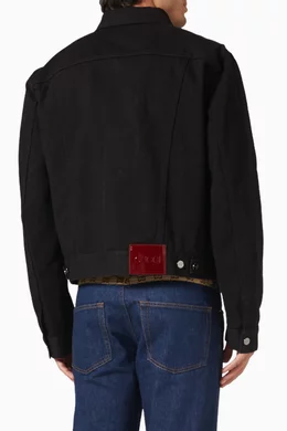 Buy Gucci Black Denim Jacket with Horsebit in Cotton For Men