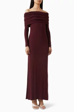 enza costa off shoulder dress Enza Costa Exposed Shoulder Maxi Dress in Black