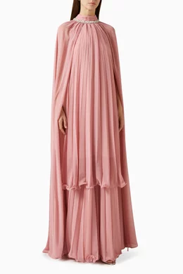 Buy Copurs Pink Carmen Layered Cape Dress in Chiffon For Women Online |  Ounass Oman