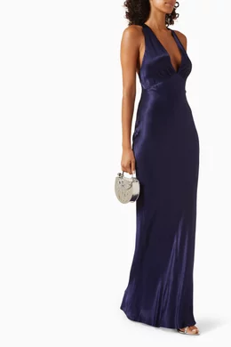 Buy Shona Joy Blue La Lune Plunged Cross Back Maxi Dress For Women Online |  Ounass Oman