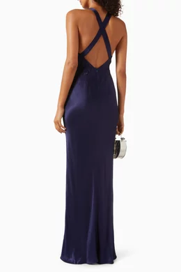 Buy Shona Joy Blue La Lune Plunged Cross Back Maxi Dress For Women Online |  Ounass Oman