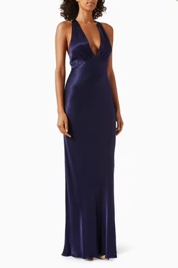 Buy Shona Joy Blue La Lune Plunged Cross Back Maxi Dress For Women Online |  Ounass Oman
