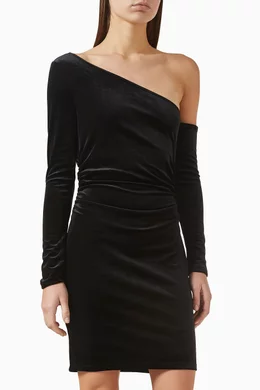 Buy L'agence Black Lynne Mini Dress in Velvet For Women Online | Ounass Oman