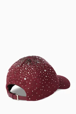 Buy Gucci Burgundy Crystal-embellished Baseball Cap in GG  display picture 2
