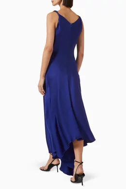 Buy Victoria Beckham Blue Asymmetrical Draped Midi Dress in Crepe For Women  Online | Ounass Oman