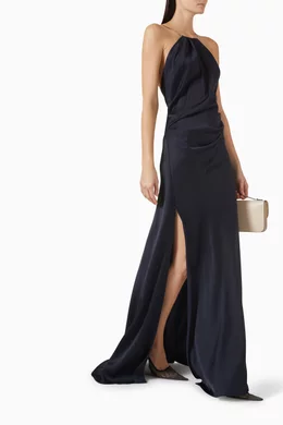 halter chiffon bridesmaid dress Halter Chiffon Bridesmaid Dress A-Line Floor-Length Dress