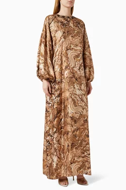 Buy Max Mara Gold Rhinestone Printed Kaftan in Silk For Women Online |  Ounass Oman