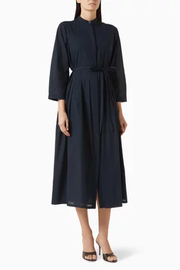 Buy Max Mara Blue Clarissa Belted Dress in Cotton Voile For Women Online |  Ounass Oman