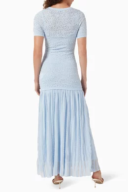 chinese dress ladies Sandro Blue Eyelet Lace Detail Midi Dress