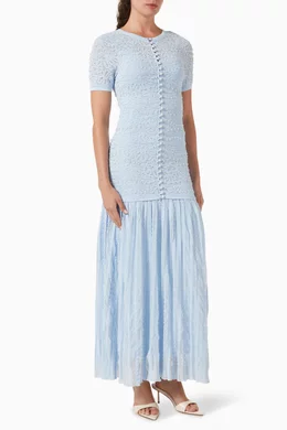 Buy SANDRO Blue Embellished Maxi Dress in Knit For Women Online | Ounass  Oman