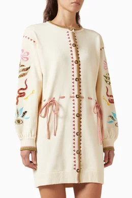Buy Never Fully Dressed Neutral Shae Cutwork Dress in Viscose Blend For  Women Online