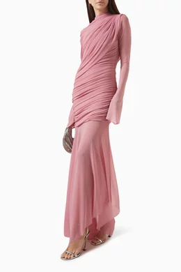 long sleeve retro maxi dress BLOSSOM DRESS IN NOA PINK | CULT MIA